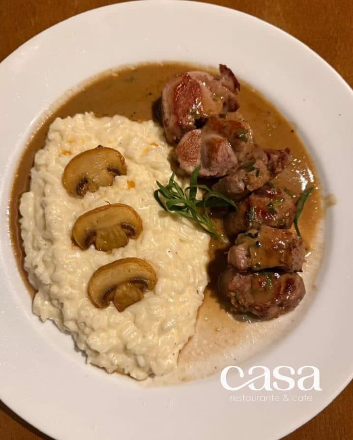 Tagliata de vitello com risotto piamontese